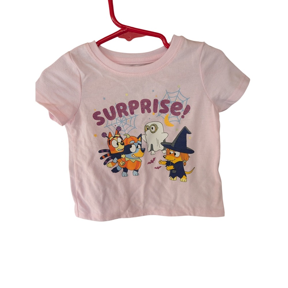 Bluey Halloween T-Shirt Toddler 2T Pink Excellent Glitter Surprise Graphic Tee